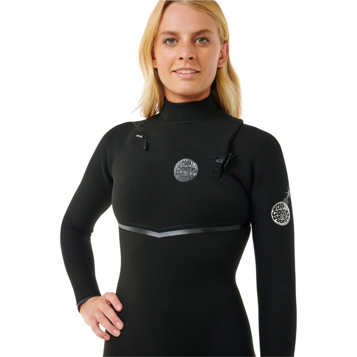 2024 Rip Curl Mujer E-Bomb 3/2mm Chest Zip Neopreno 15NWFS - Black